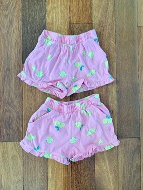 Two Gap Toddler Girls Pink Lemon Prink Cotton Ruffle Shorts 4T